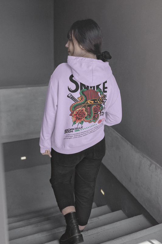 Snake Graphic Lavender Oversized Hoodie