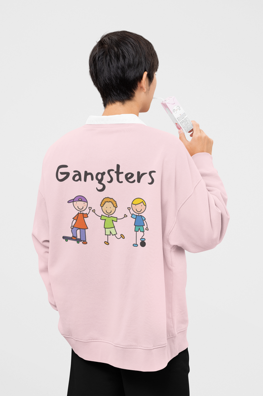 Baby Pink Gangsters Oversized Graphic Sweatshirt