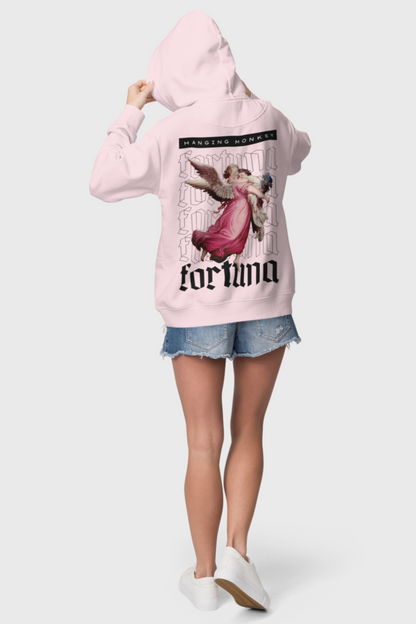 Fortuna Angel Graphic Baby Pink Oversized Hoodie