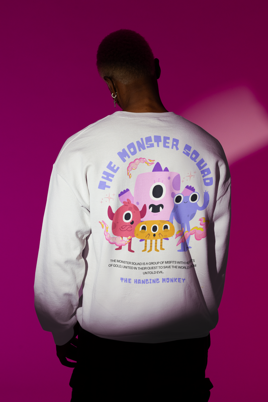 Monster Kid White Oversized Graphic Sweatshirt