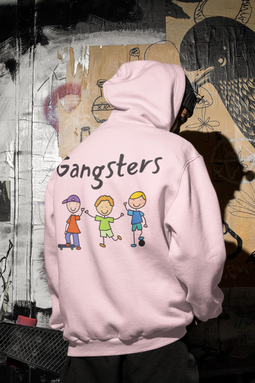 Gangsters Head Graphic Baby Pink Oversized Hoodie