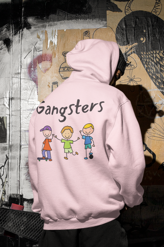 Gangsters Head Graphic Baby Pink Oversized Hoodie