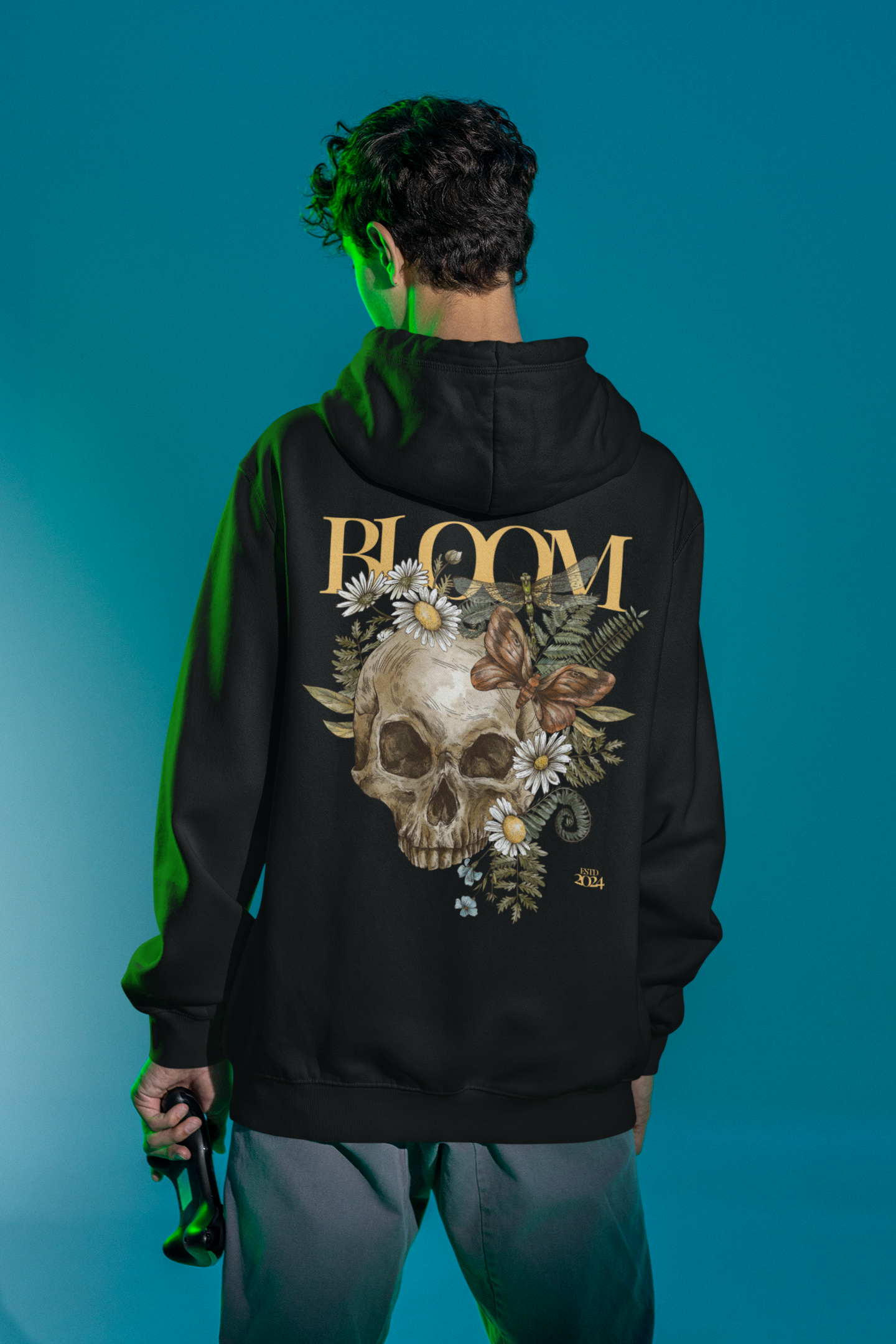 Bloom Black Oversized Graphic Hoodie