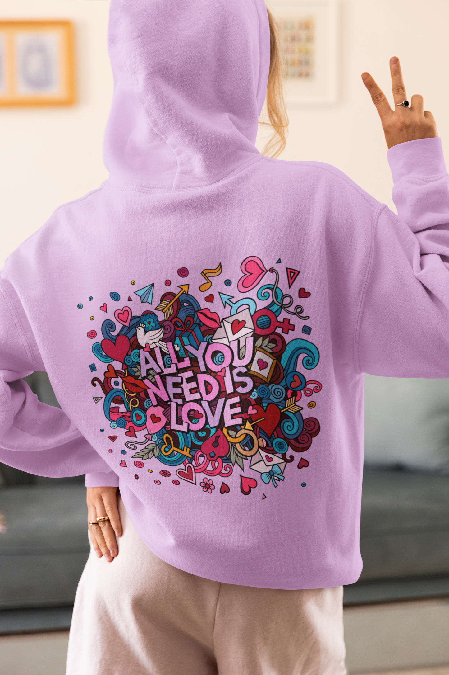 Lavender Love Oversized Graphic Hoodie