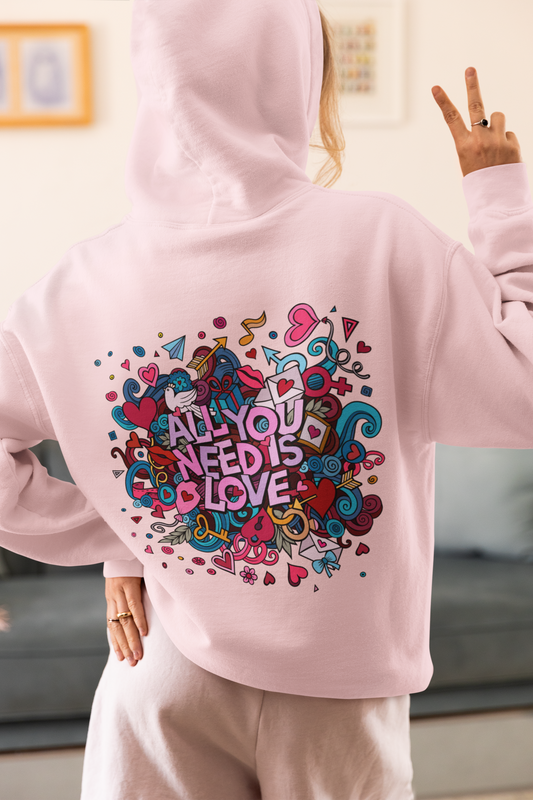 Baby Pink Love Oversized Graphic Hoodie