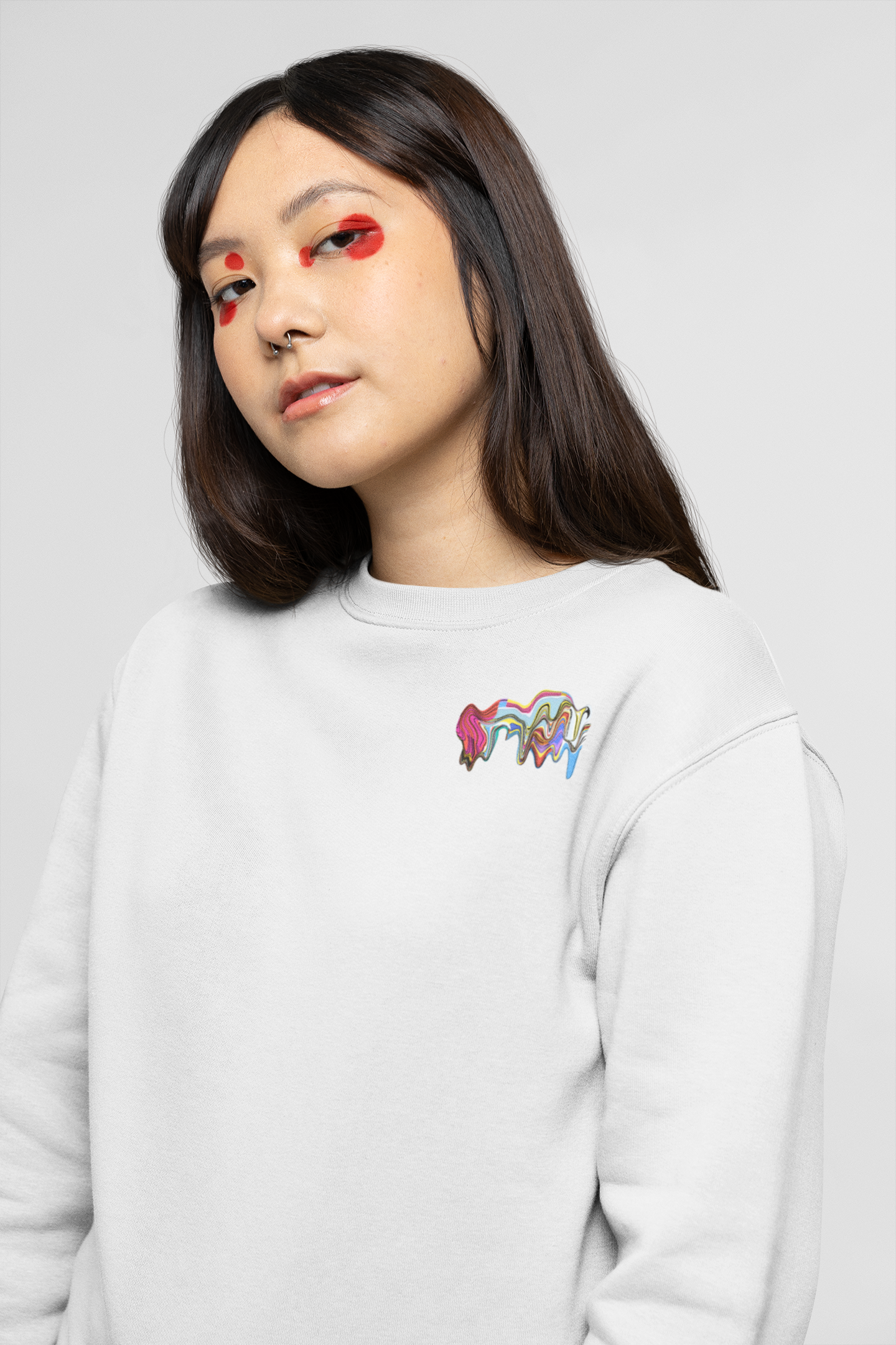 Abstract White Oversized Sweatshirt